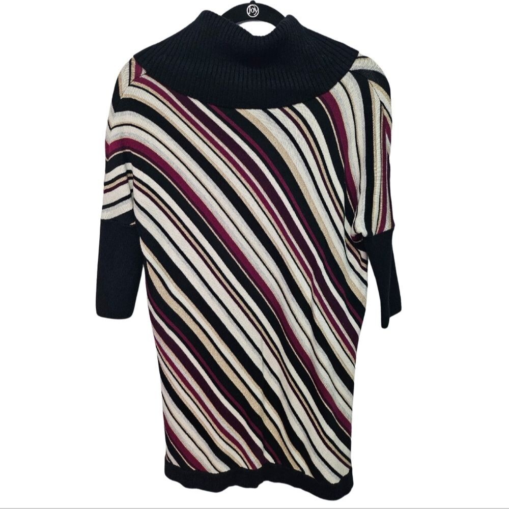 White House Black Market Cowl Neck Metallic Gold Burgundy Wool Blend Sweater XS - Picture 2 of 11